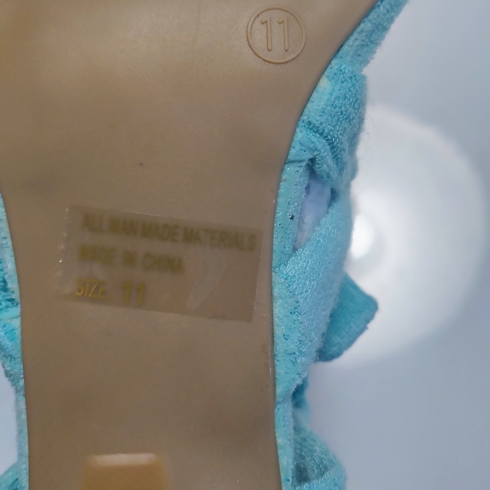 NWNB Fashion Nova Turquoise Knot-Detail Heeled Sandals Size 11M - Picture 5 of 11